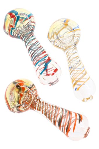 3.5" Spiral Striped Fumed Color-Changing Glass Pipe