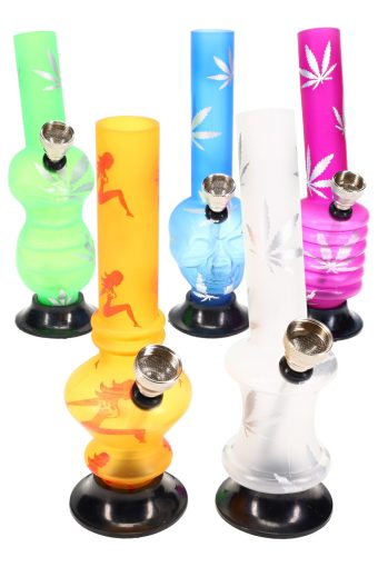 6" Small Decal Design Acrylic Water Pipe / Colors will vary.