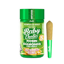 BabyJeeter – Rosin Enhanced Diamonds Pre-Rolls – (5 Pack) – 2.5g / Acapulco Gold / Sativa