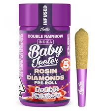 BabyJeeter – Rosin Enhanced Diamonds Pre-Rolls – (5 Pack) – 2.5g / Double Rainbow / Indica