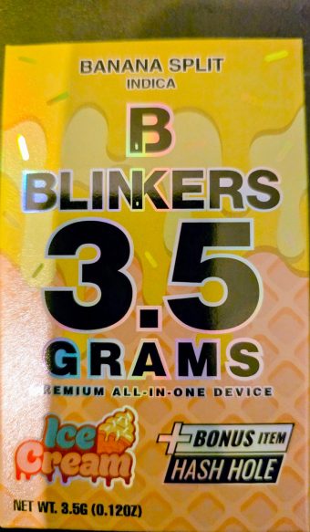 Blinkers / 3.5g Disposable Vape +Free Hash Hole Pre-Roll /Banana Split / Indica
